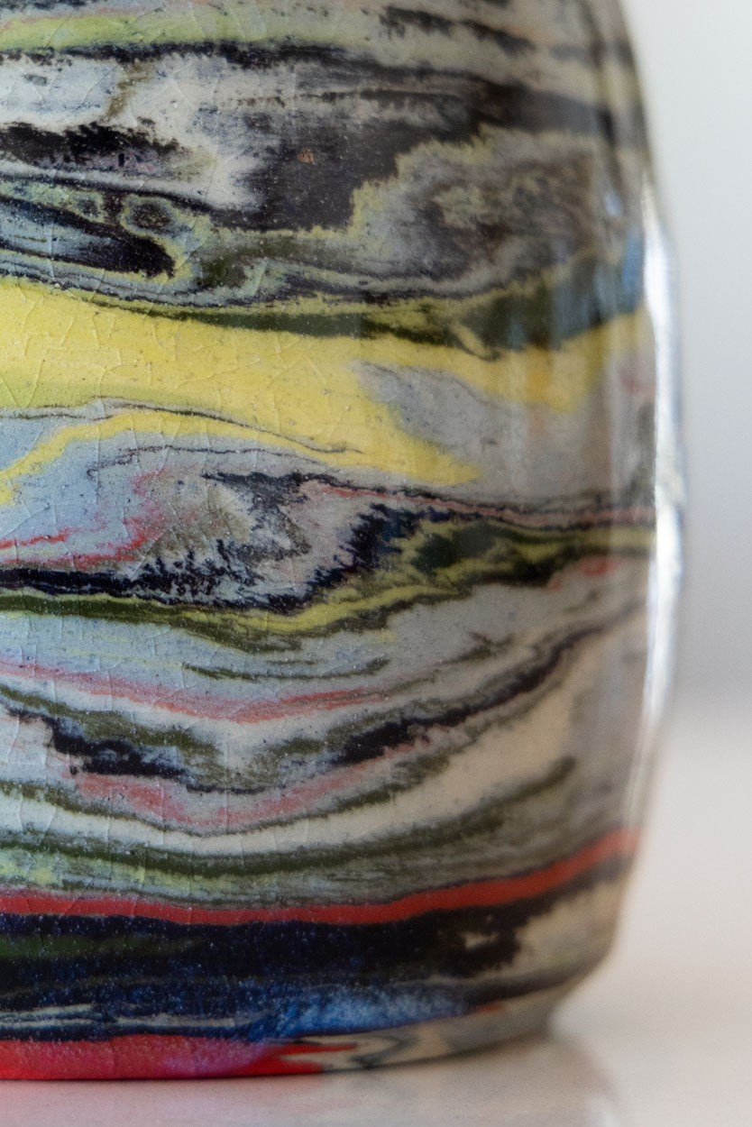 Abstract Marbled Pot: Porcelain Multi-Colored "Planet Pot"