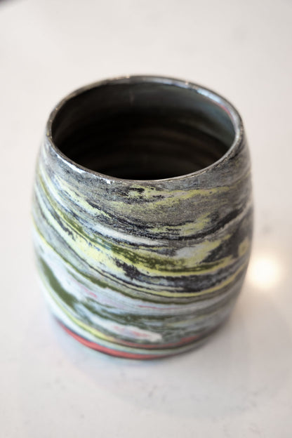Abstract Marbled Pot: Porcelain Multi-Colored "Planet Pot"